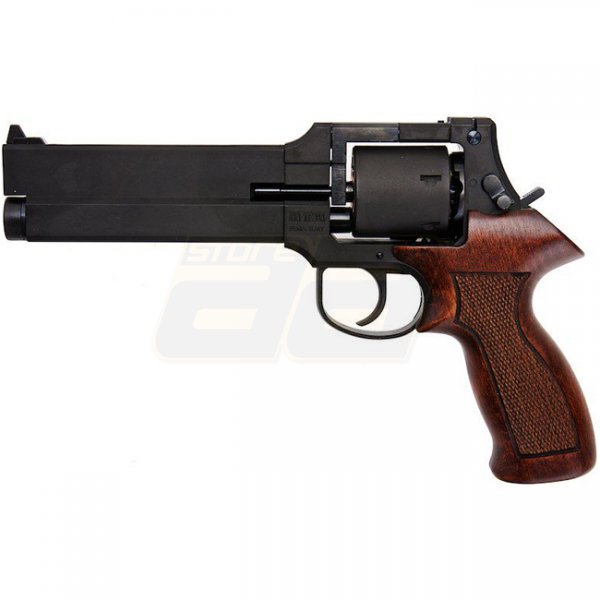 Marushin Mateba Gas Revolver 6 Inch Heavyweight Wood Grip Version - Black 