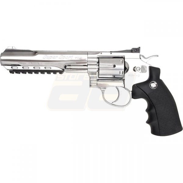 WinGun Revolver Co2 702 6 Inch Black Grip 6mm Version - Silver