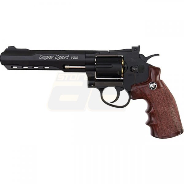 WinGun Revolver Co2 702 6 Inch Brown Grip 6mm Version - Black