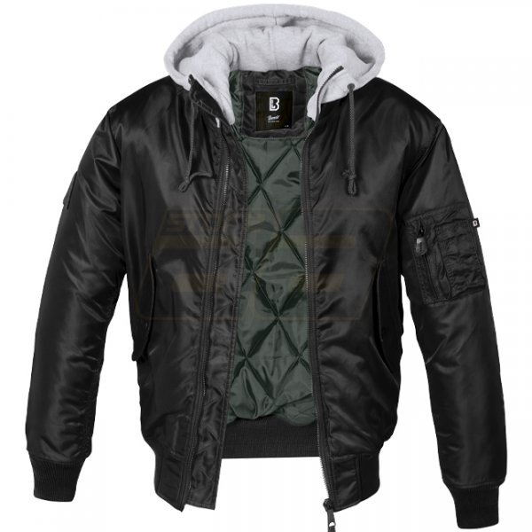 Brandit MA1 Sweat Hooded Jacket - Black / Grey - 6XL