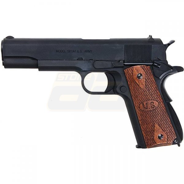 Armorer Works AO 1911 Gas Blow Back Pistol Matt Black & Wood Grip