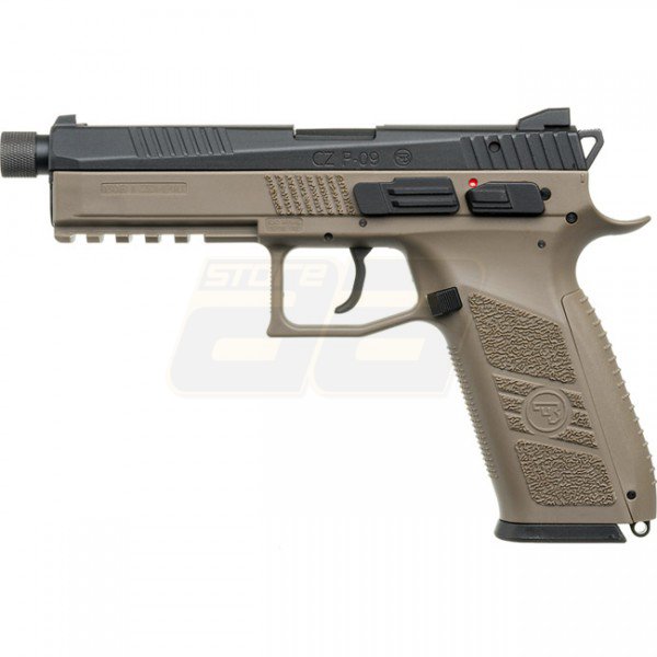 KJ Works CZ P-09 Silenced Co2 Blowback Pistol - Tan