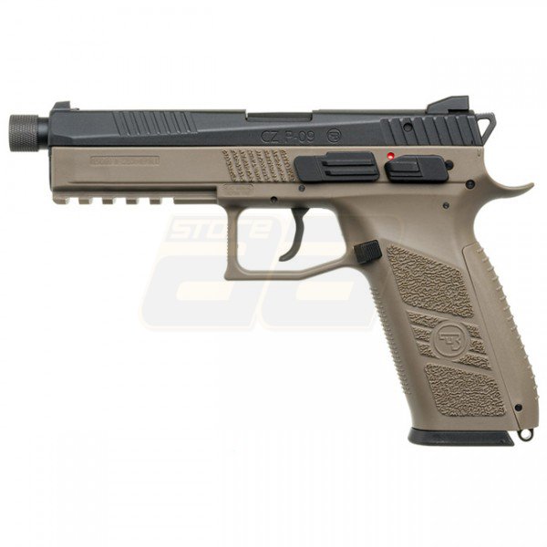 KJ Works CZ P-09 Silenced Gas Blow Back Pistol - Tan