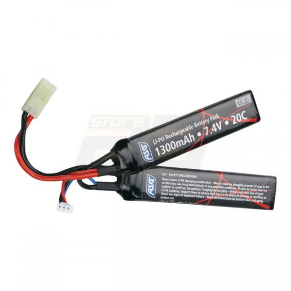 ASG 7.4V 1300mAh Li-Po 20C Battery - Twin Type