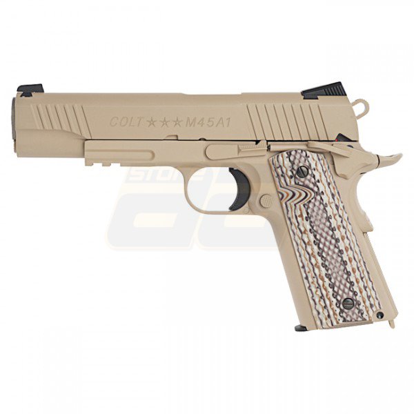 KWC Colt M45A1 Rail CO2 Blow Back Pistol - Tan