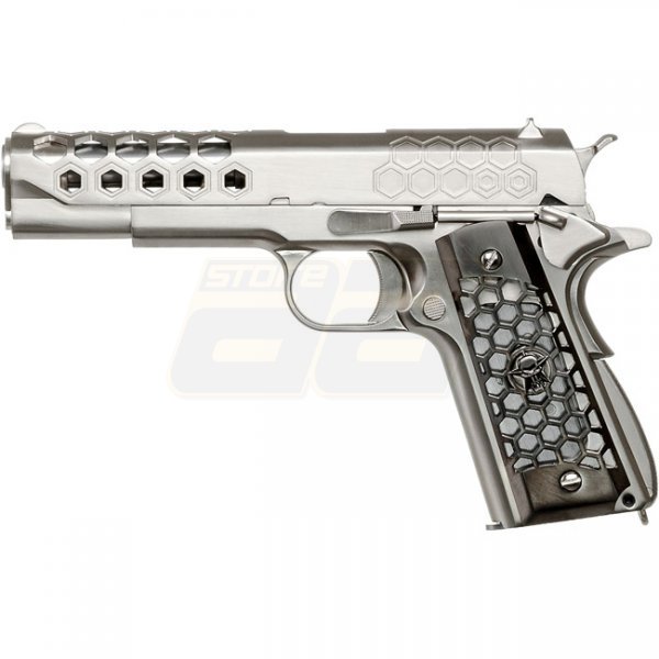 WE 1911 HEX Cut Gas Blow Back Pistol - Silver