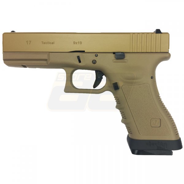 WE G17 V2 Gas Blow Back Pistol - Tan