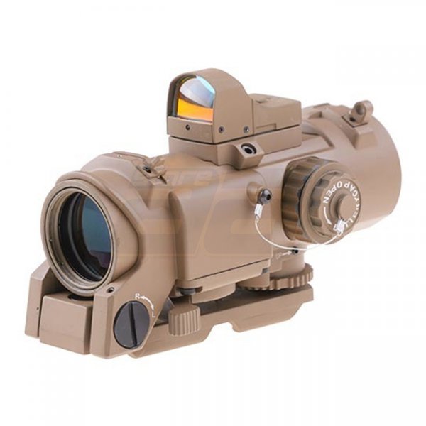 Theta Optics 4x32E Scope & Micro Red Dot Sight - Tan