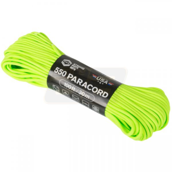 Atwood Rope 550 Paracord 100ft - Neon Green