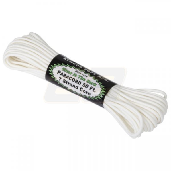 Atwood Rope 550 Paracord Glow In The Dark 50ft - White