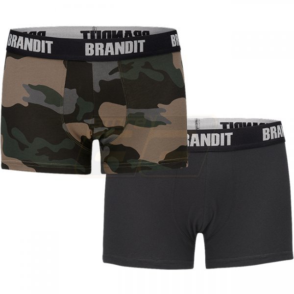 Brandit Boxershorts Logo 2-pack - Dark Camo / Black - XL