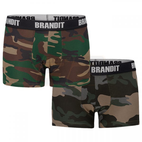 Brandit Boxershorts Logo 2-pack - Woodland / Dark Camo - 3XL