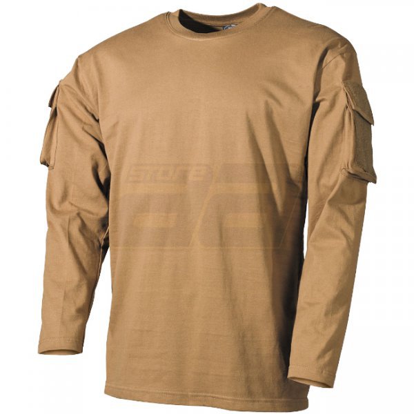 MFH Tactical Long Sleeve Shirt Sleeve Pockets - Coyote - L