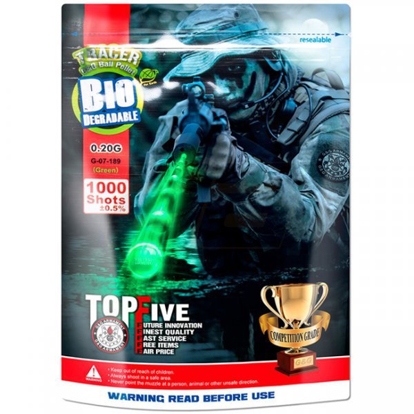 G&G 0.20g Bio Tracer BBs 1000rds - Green