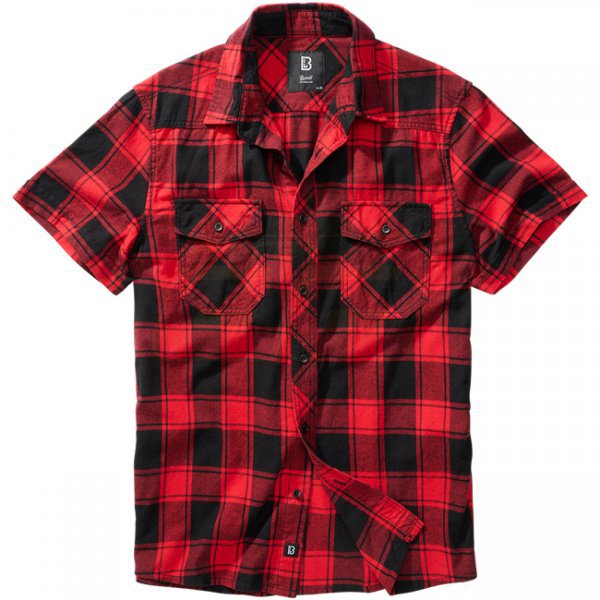 Brandit Checkshirt Halfsleeve - Red / Black - L