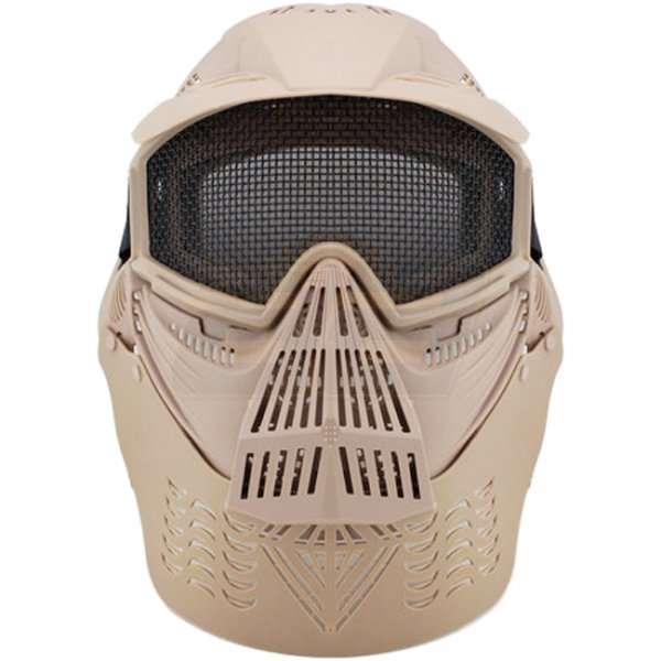 WoSport Commander Full Face Steel Mesh Mask - Tan