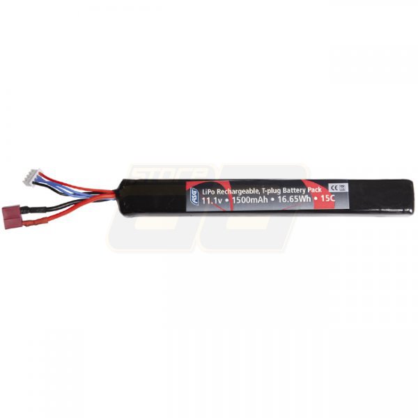 ASG 11.1V 1500mAh 15C Li-Po Battery Stick - Large T-Type