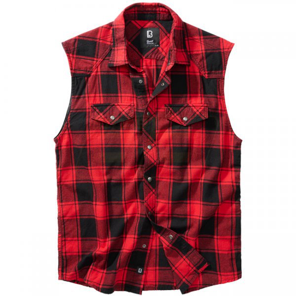 Brandit Checkshirt Sleeveless - Red / Black - L
