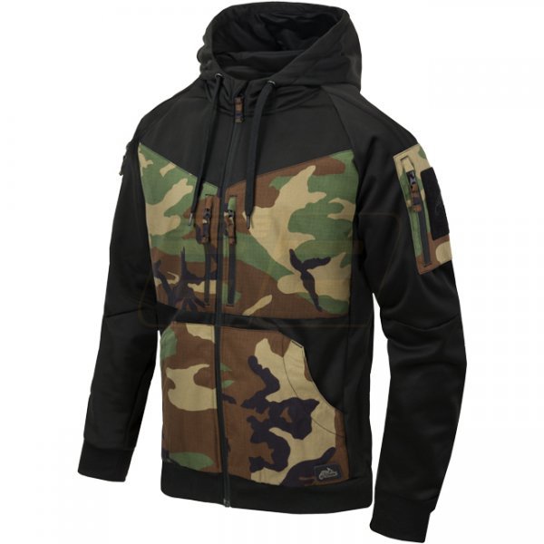 Helikon Rogue Tactical Hoodie FullZip - Black / US Woodland - 2XL