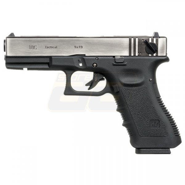 WE G18C Gas Blow Back Pistol - Silver