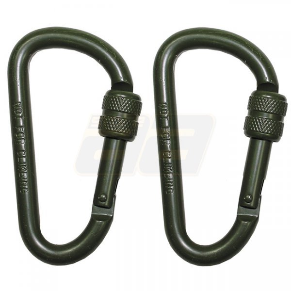 MFH Carabiner Screw Lock 80 mm 2 pcs - Olive
