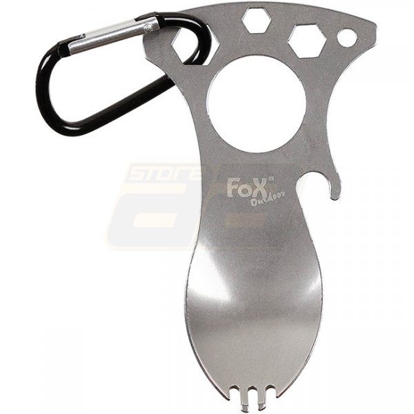 FoxOutdoor Multifunctional Spork & Carabiner Stainless Steel - Silver