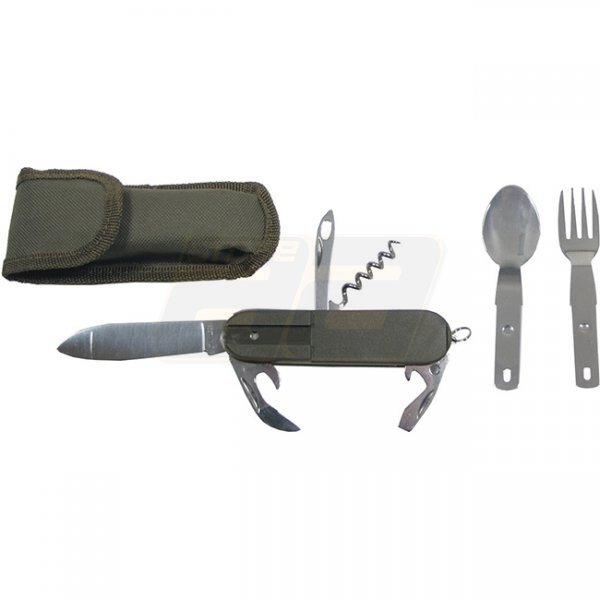 MFH Pocket Knife Fork & Spoon - Olive