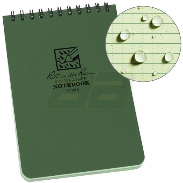 Rite in the Rain Polydura Top-Spiral Notebook 4 x 6 - Green