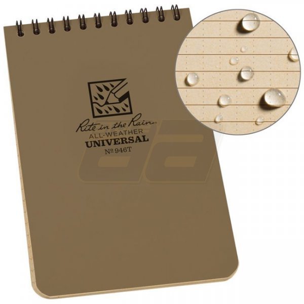 Rite in the Rain Polydura Top-Spiral Notebook 4 x 6 - Tan