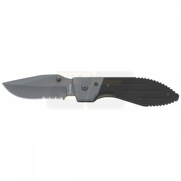 Ka-Bar Warthog Serrated Drop Point Blade Folder Knife - Black