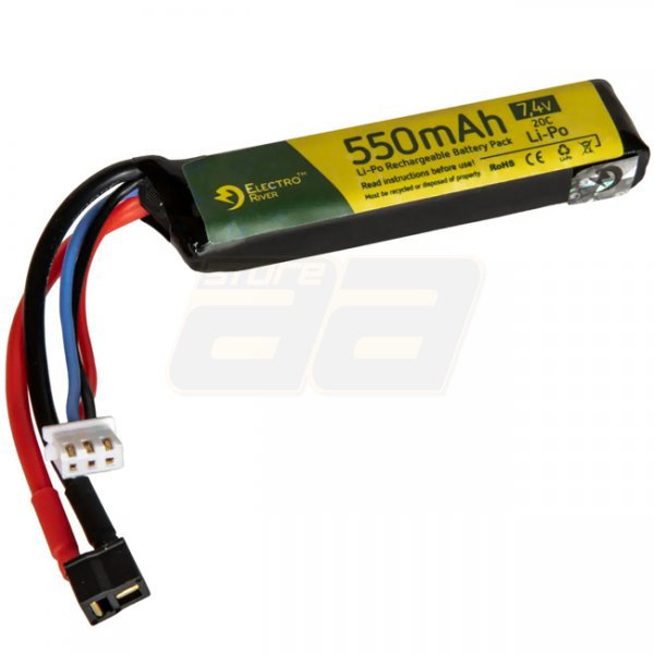 Electro River 7.4V 550mAh 20C Li-Po Battery - Small T-Type