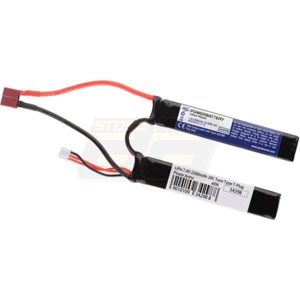Pirate Arms 7.4V 2200mAh 20C Li-Po Battery Twin Type - Large Deans