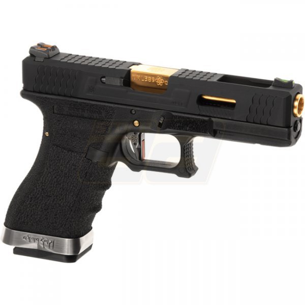 WE G-Force 17 BK Gold Barrel Gas Blow Back Pistol - Black