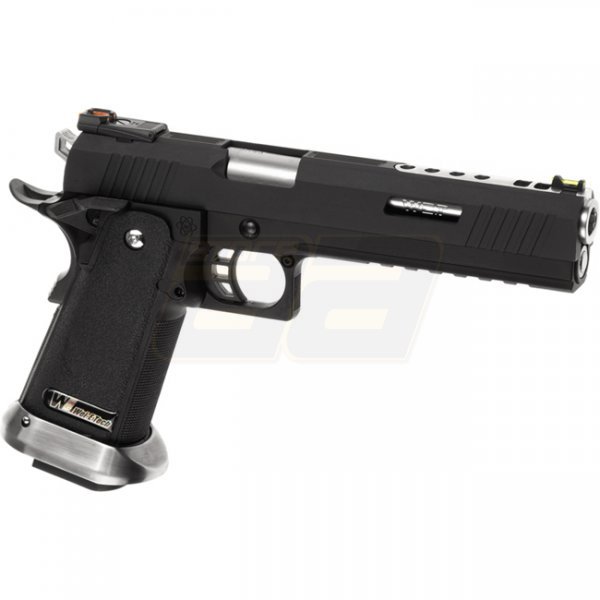 WE Hi-Capa 6 Force A Silver Barrel Gas Blow Back Pistol - Black