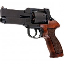 Marushin Mateba Gas Revolver 4 Inch Heavyweight Wood Grip Version - Black