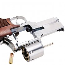 Marushin Mateba Gas Revolver 4 Inch Heavyweight Wood Grip Version - Silver