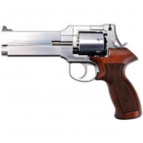 Marushin Mateba Gas Revolver 5 Inch Heavyweight Wood Grip Version - Silver