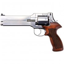 Marushin Mateba Gas Revolver 6 Inch Heavyweight Wood Grip Version - Silver