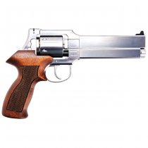 Marushin Mateba Gas Revolver 6 Inch Heavyweight Wood Grip Version - Silver