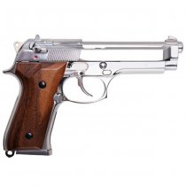 SRC M92 SR92 Platinum Gas Blow Back Pistol Wood Grip - Silver