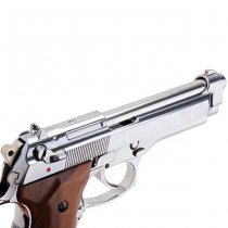 SRC M92 SR92 Platinum Gas Blow Back Pistol Wood Grip - Silver