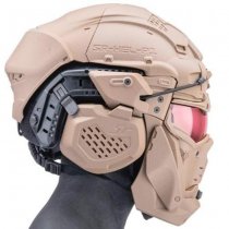 SRU Tactical Helmet Mask Set & Fast Helmet - Tan