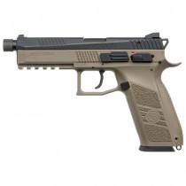 KJ Works CZ P-09 Silenced Gas Blow Back Pistol - Tan