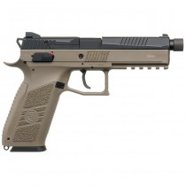 KJ Works CZ P-09 Silenced Gas Blow Back Pistol - Tan 1