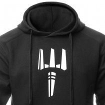 Pitchfork Casual Hoodie White Print - Black - S