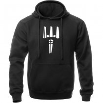 Pitchfork Casual Hoodie White Print - Black - S