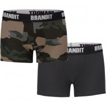 Brandit Boxershorts Logo 2-pack - Dark Camo / Black - M