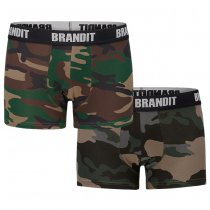 Brandit Boxershorts Logo 2-pack - Woodland / Dark Camo - M