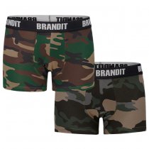 Brandit Boxershorts Logo 2-pack - Woodland / Dark Camo - XL
