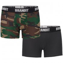 Brandit Boxershorts Logo 2-pack - Woodland / Black - 2XL